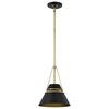 Nuvo Adina 1-Light Small Pendant Matte Black and Natural Brass 60/7767